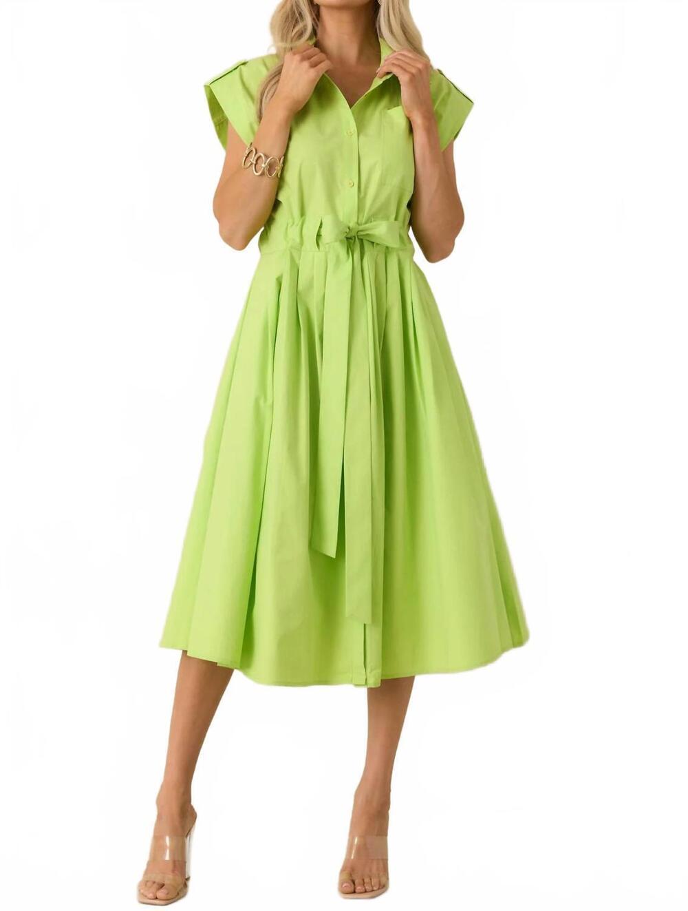 NEW PROSPERINA lana midi dress in lime